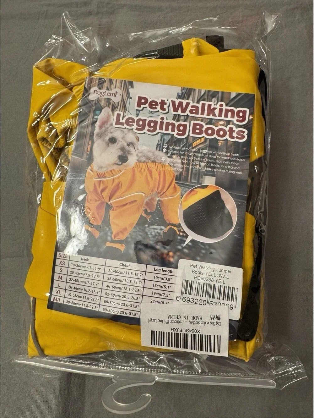 Doglemi Pet Walking Legging Boots Yellow/Black Size Large
